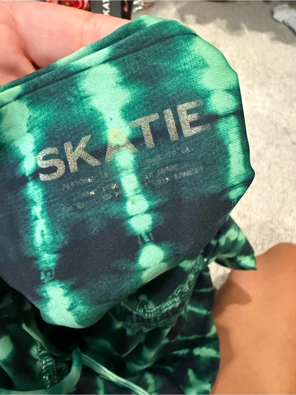 Skatie Raye Green and Black Tie-Dye in reggae One-Piece Swimsuit - Picture 4 of 5